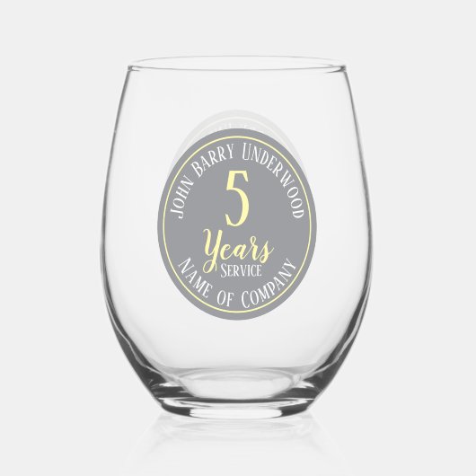 5 jaar lang service herdenkingsbedrijf wijnglas zonder voet (Achterkant)