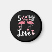 5 jaar Love Flamingo Matching Jubileum Magneet (Voorkant)