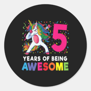 5 jaar na geboorte abbing Unicorn Party Gift 5 jaa Ronde Sticker