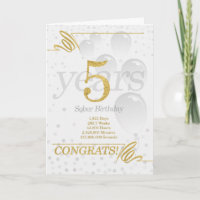 5 jaar nuchtere verjaardag faux gouden glitter