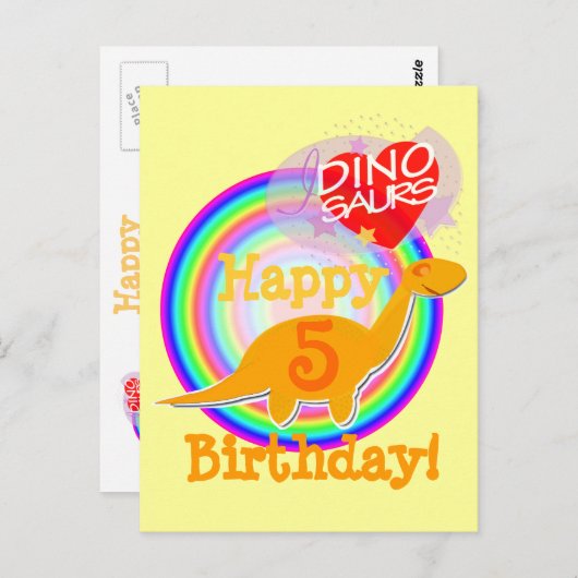 5 jaar Oranje Dino Briefkaart (Voorkant / Achterkant)