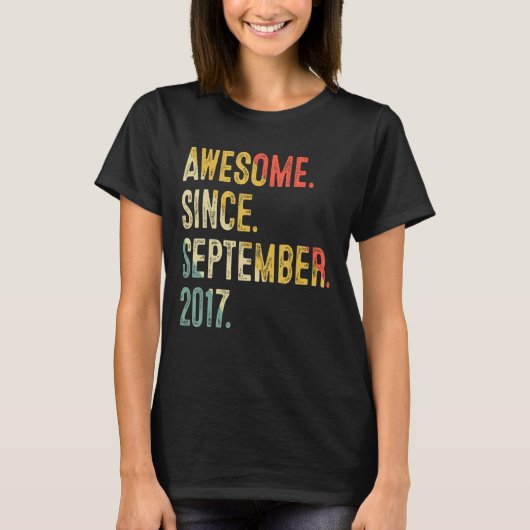 5 jaar oud 5 jaar Geweldige sinds 2 september T-shirt (Voorkant)