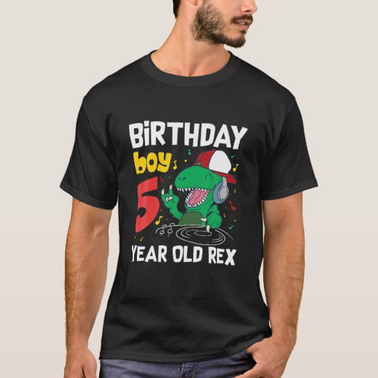 5 jaar oud 5e verjaardag Dinosaur Rex T-shirt (Voorkant)