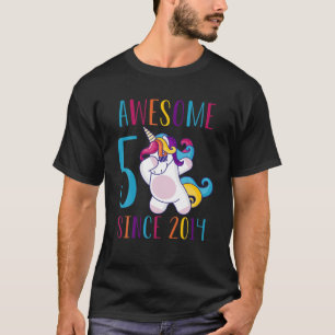 5 jaar oud 5e verjaardag Unicorn Dabbing Girl T-shirt
