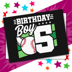 5 Jaar Oud Baseball Party Thema 5e Verjaardag Jong Briefkaart