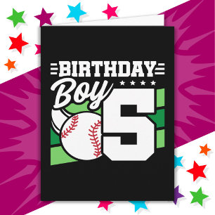 5 Jaar Oud Baseball Party Thema 5e Verjaardag Jong Kaart
