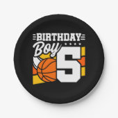 5 Jaar Oud Basketbal Party Thema 5e Verjaardag Jon Papieren Bordje (Voorkant)