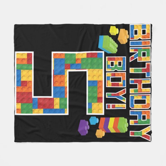 5 jaar oud blokgebouw fleece deken (Voorkant (Horizontaal))