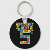 5 jaar oud blokgebouw sleutelhanger (Voorkant)