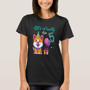 5 jaar oud corgi hond 5e verjaardag laten we feest t-shirt