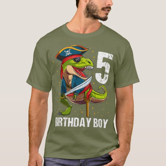 5 jaar oud Dinosaur Pirate 5th Birthday Boy T-shirt (Voorkant)