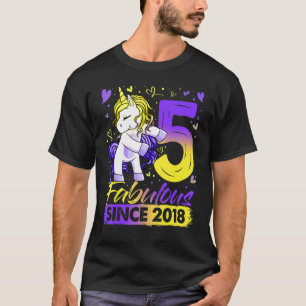 5 jaar oud Flossing Unicorn 5 jaar oud meisje P T-shirt