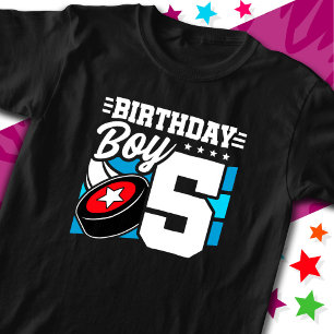 5 Jaar Oud Hockey Party Thema 5e Verjaardag Jongen T-shirt