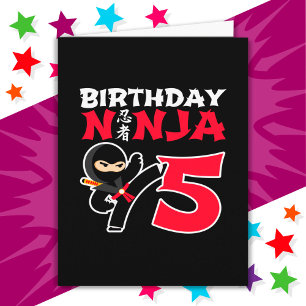 5 Jaar Oud Karate Ninja Party Kinder 5e Verjaardag Kaart