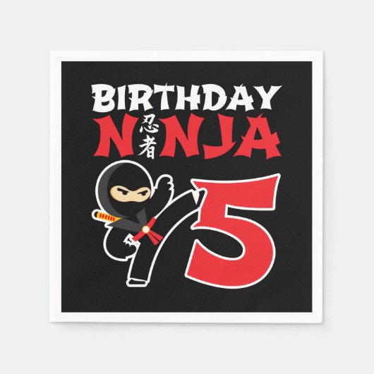 5 Jaar Oud Karate Ninja Party Kinder 5e Verjaardag Servet (Voorkant)