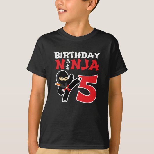 5 Jaar Oud Karate Ninja Party Kinder 5e Verjaardag T-shirt (Voorkant)