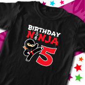 5 Jaar Oud Karate Ninja Party Kinder 5e Verjaardag T-shirt
