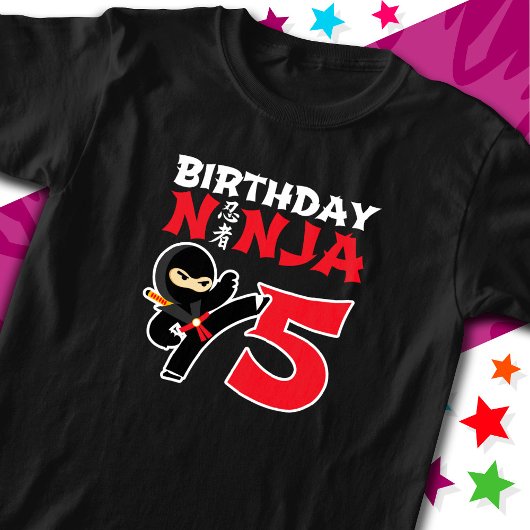5 Jaar Oud Karate Ninja Party Kinder 5e Verjaardag T-shirt