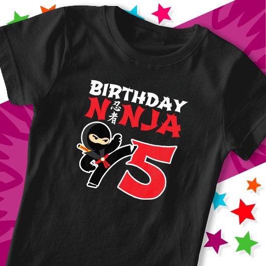 5 Jaar Oud Karate Ninja Party Kinder 5e Verjaardag T-shirt