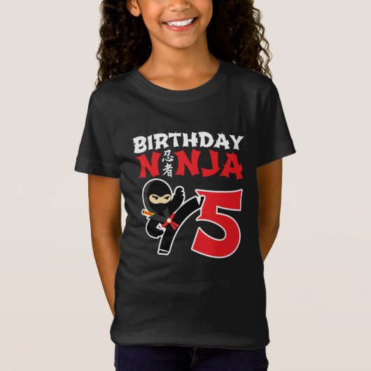 5 Jaar Oud Karate Ninja Party Kinder 5e Verjaardag T-shirt (Voorkant)