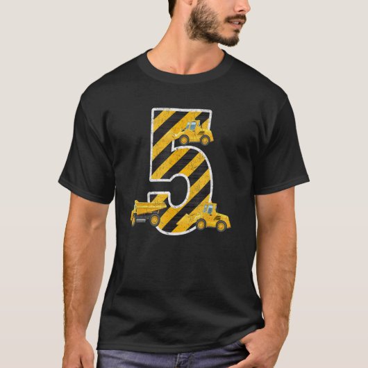 5 jaar oud Kind constructie vrachtwagen verjaardag T-shirt (Voorkant)