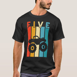 5 Jaar Oud Kind Monster-Truck Verjaardagsfeest Nat T-shirt