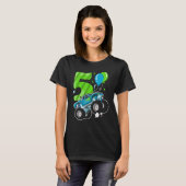 5 jaar oud Kind Monster Truck Verjaardagsfeest T-shirt (Voorkant volledig)
