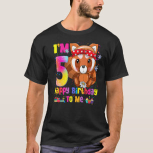 5 jaar oud meisje prinses Little Red Panda 5th Bir T-shirt