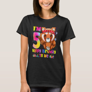5 jaar oud meisje prinses Little Red Panda 5th Bir T-shirt
