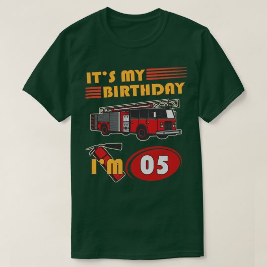 5 jaar oud: mijn Birthday Fire Truck 5 jaar T-shirt (Design voorkant)