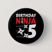 5 Jaar Oud Ninja Party Sterren Kinder 5e Verjaarda Ronde Button 5,7 Cm (Voorkant)