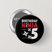 5 Jaar Oud Ninja Party Sterren Kinder 5e Verjaarda Ronde Button 5,7 Cm (Voorkant /achterkant)