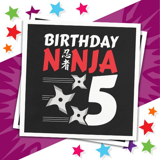 5 Jaar Oud Ninja Party Sterren Kinder 5e Verjaarda Servet