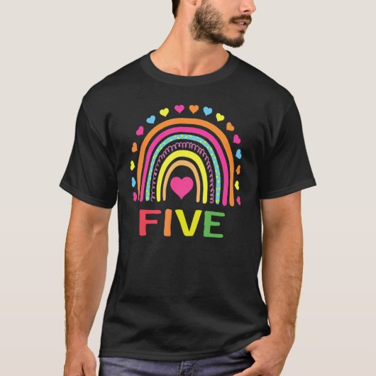 5 jaar oud regenboog 5e verjaardag voor meisjes jo t-shirt (Voorkant)