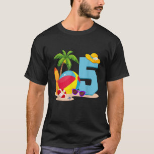 5 Jaar Oud Strandbal Pool Party Verjaardag Zomer V T-shirt