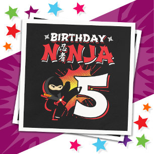 5 jaar oud stripboek stijl ninja 5e verjaardag servet