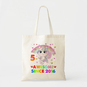 5 jaar oud Unicorn 5e verjaardag meisje Unicorn Tote Bag