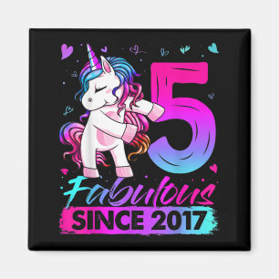 5 jaar oud Unicorn Flossing 5th Birthday Girl Uni Magneet