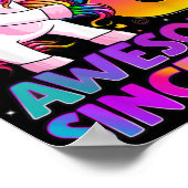 5 jaar oud Unicorn Flossing 5th Birthday Girl Uni Poster (Hoek)