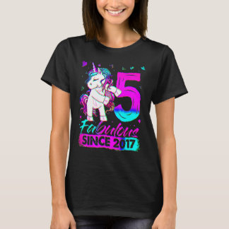 5 jaar oud Unicorn Flossing 5th Birthday Girl Uni T-shirt