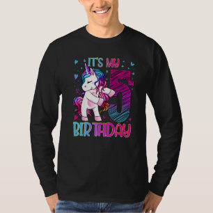 5 jaar oud Unicorn Flossing 5th Birthday Girl Uni T-shirt