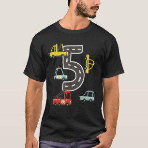 5 jaar oud vervoer verjaardag auto trein plan t-shirt