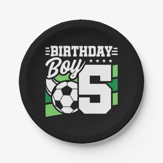 5 Jaar Oud Voetbal Football Feest 5e Verjaardag Jo Papieren Bordje (Voorkant)