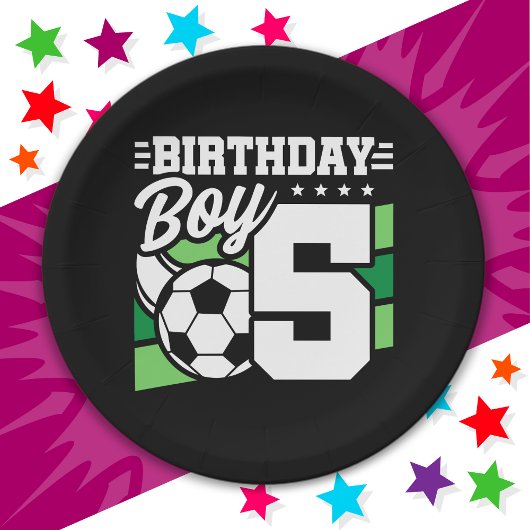 5 Jaar Oud Voetbal Football Feest 5e Verjaardag Jo Papieren Bordje