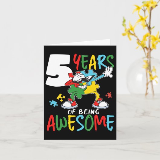 5 jaar oude Autistic Boy Girl Autism Aware Kaart (Gele Bloem)