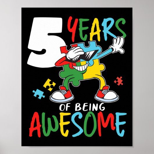 5 jaar oude Autistic Boy Girl Autism Aware Poster (Voorkant)