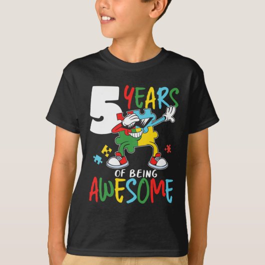 5 jaar oude Autistic Boy Girl Autism Aware T-shirt (Voorkant)