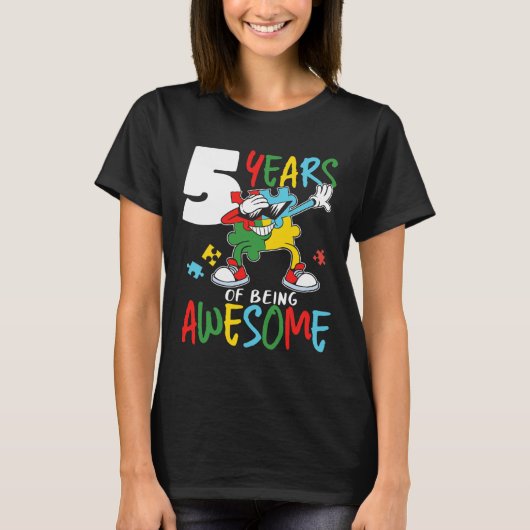 5 jaar oude Autistic Boy Girl Autism Aware T-shirt (Voorkant)