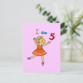 5 jaar oude ballerina briefkaart (Staand voorkant)