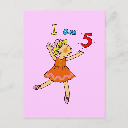 5 jaar oude ballerina briefkaart (Voorkant)